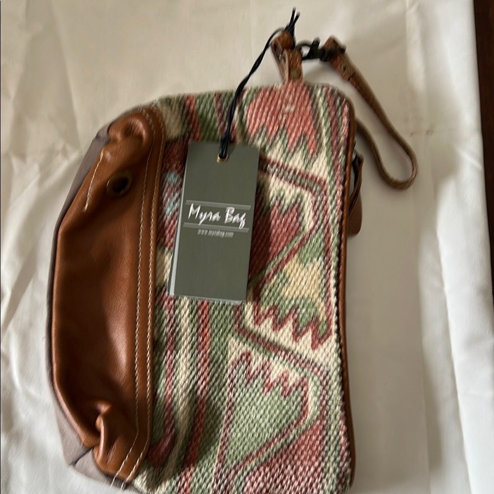Myra Bag Woven and Leather pouch